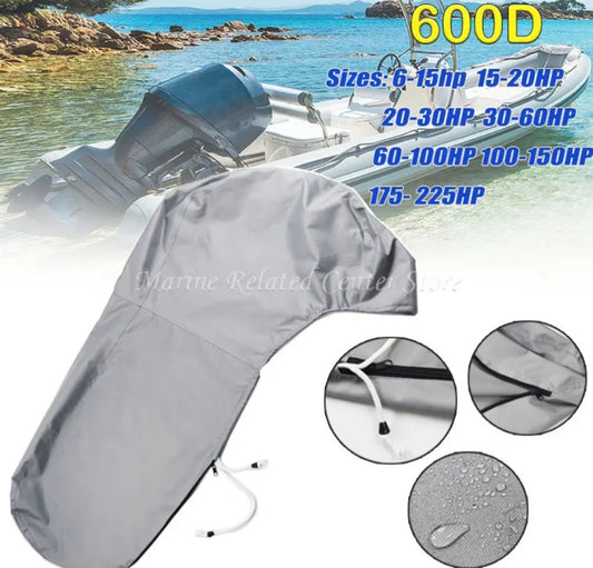 "Rugged" Outboard Covers.                        Full Outboard Cover 600D Heavy Duty.
