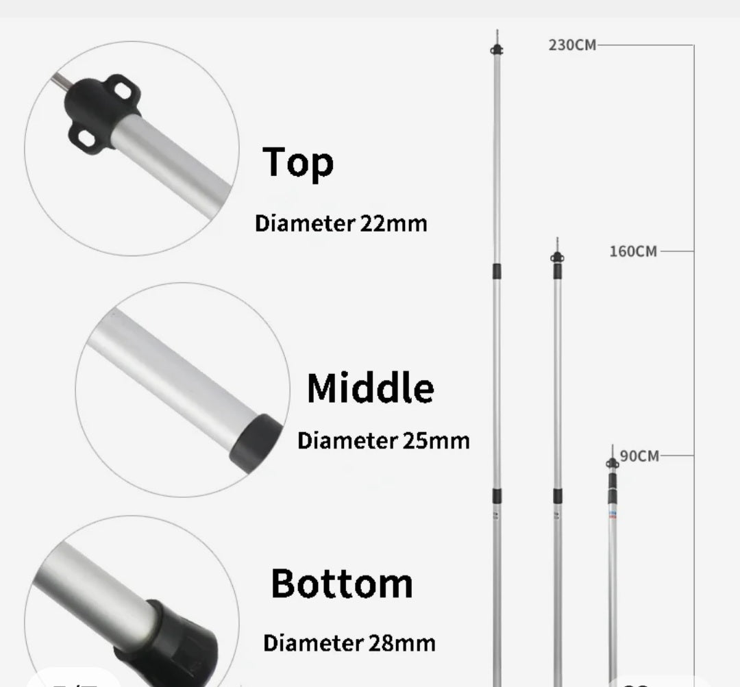 Tent Poles.
Telescopic.