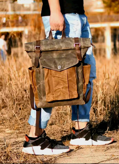 Luxury Vintage Canvas Backpack.
