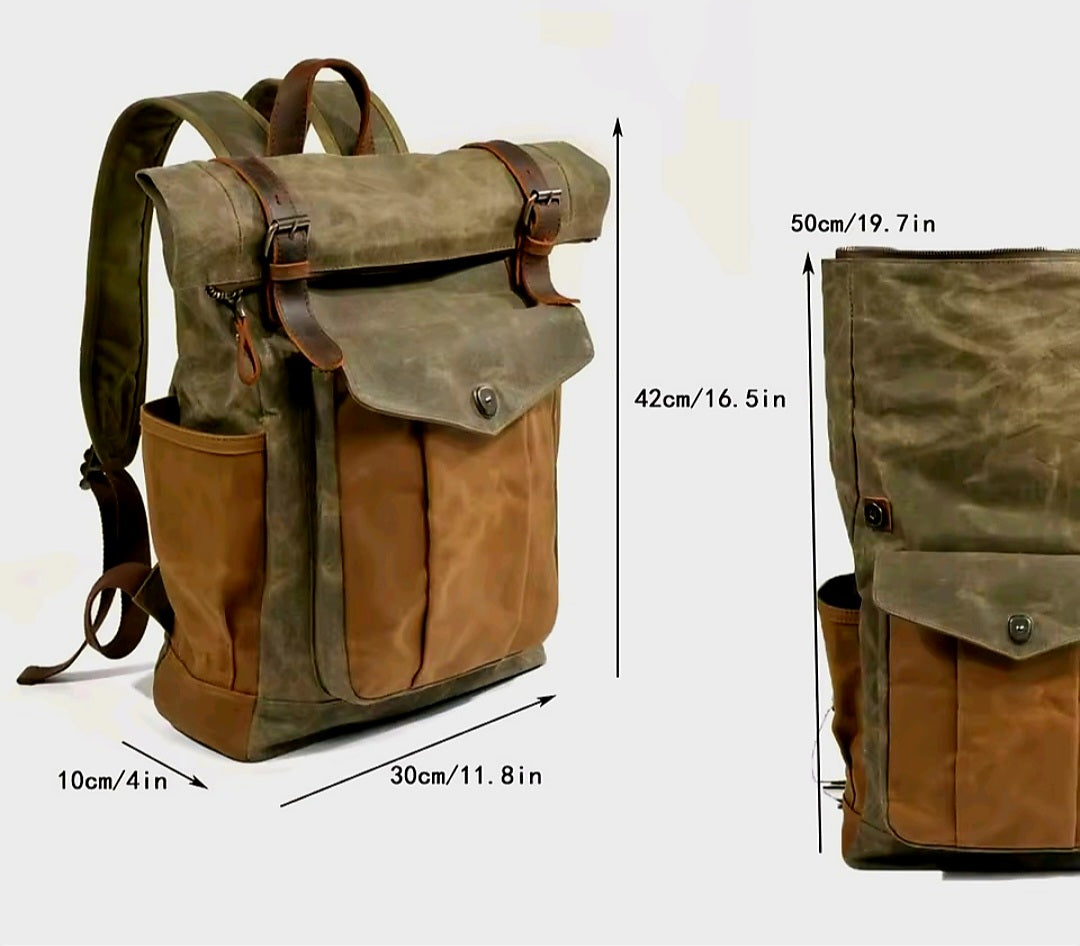Luxury Vintage Canvas Backpack.