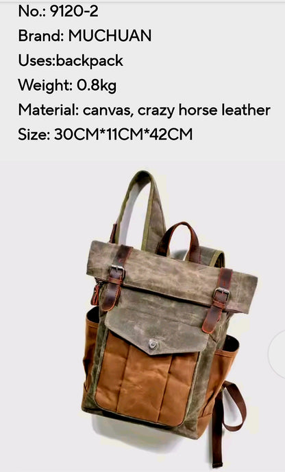 Luxury Vintage Canvas Backpack.