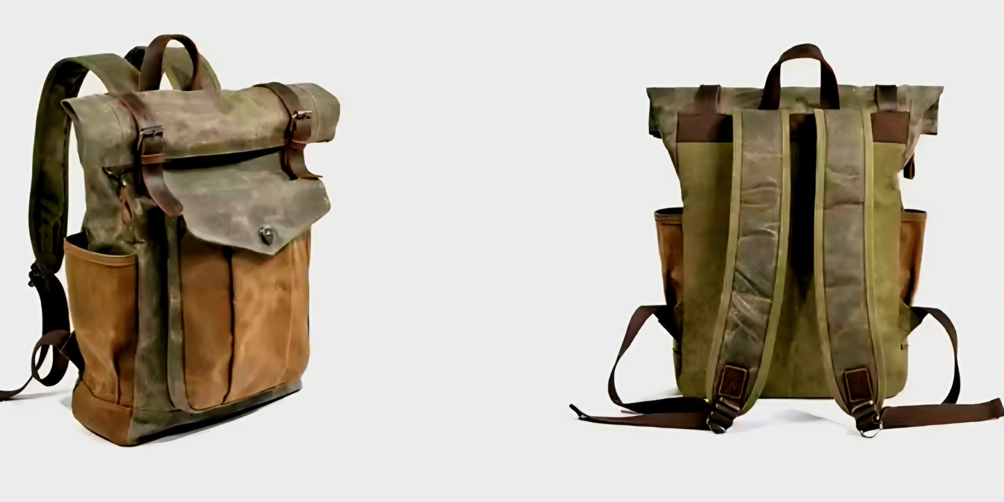 Luxury Vintage Canvas Backpack.