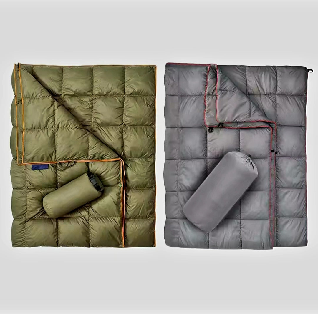 Down Camping Blanket / Travel Duvet.                    Lightweight and Warm for Ultimate Comfort.