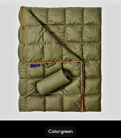 Down Camping Blanket / Travel Duvet.                    Lightweight and Warm for Ultimate Comfort.